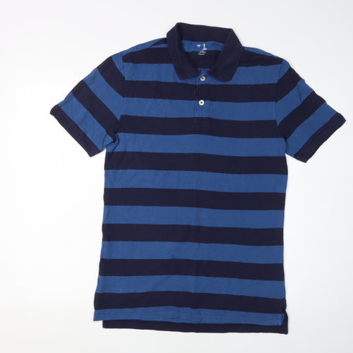 Gap Men's Blue Striped Slim Polo M