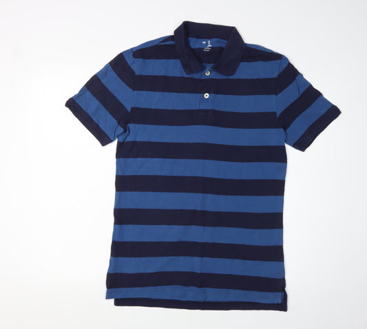 Gap Men's Blue Striped Slim Polo M