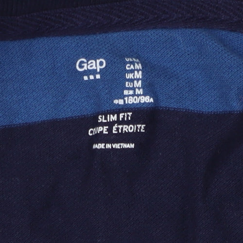 Gap Men's Blue Striped Slim Polo M