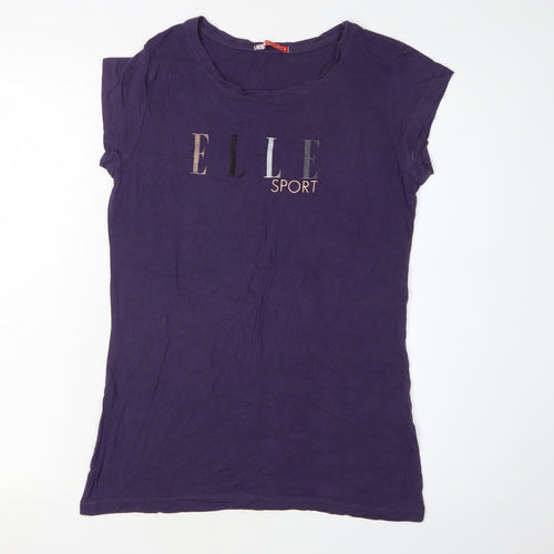 Elle Sport Women's Purple T-Shirt UK 10 Short Sleeve