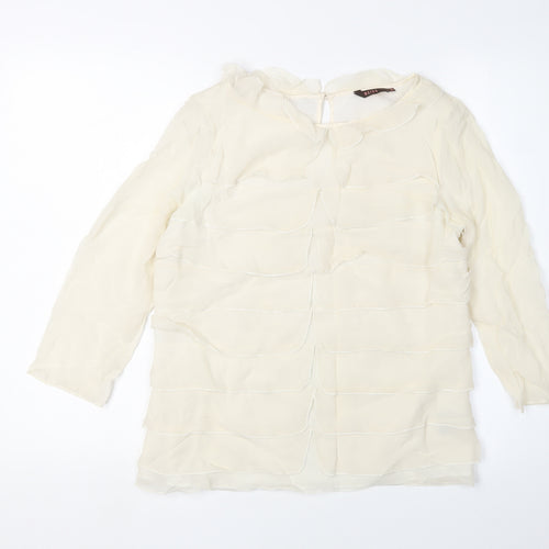 Reiss Ivory Silk Blouse, Women’s Size 10, Tunic Style