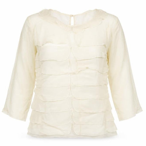 Reiss Ivory Silk Blouse, Women’s Size 10, Tunic Style