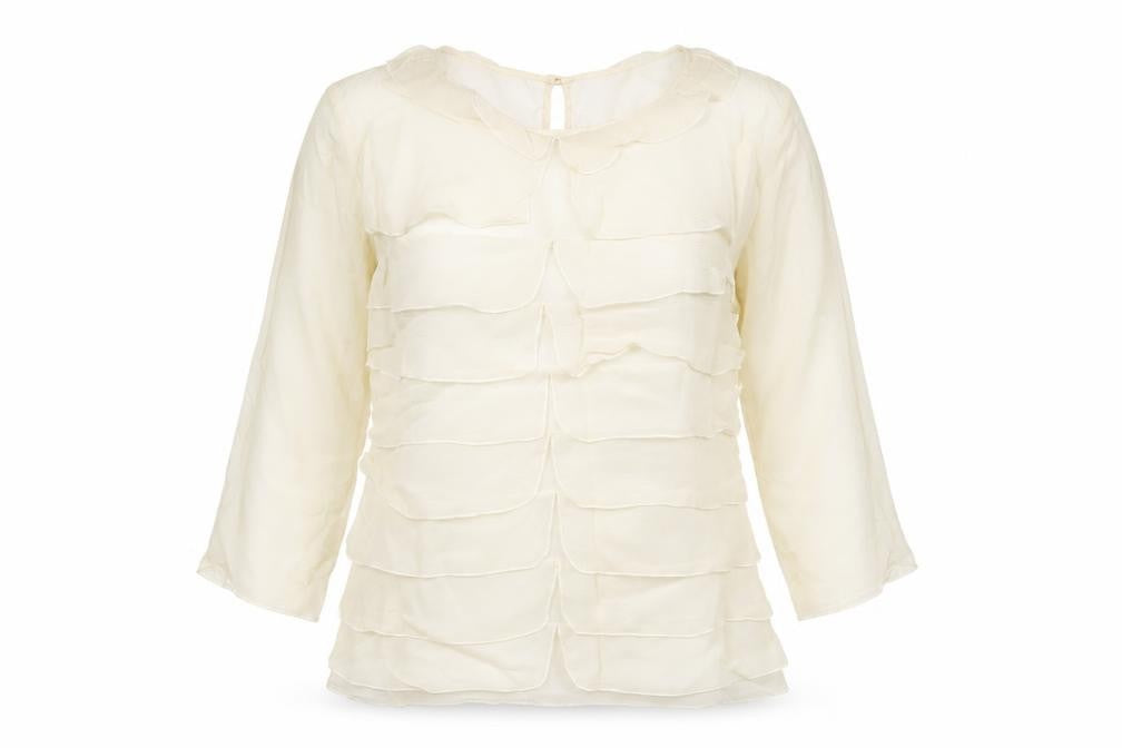 Reiss Ivory Silk Blouse, Women’s Size 10, Tunic Style