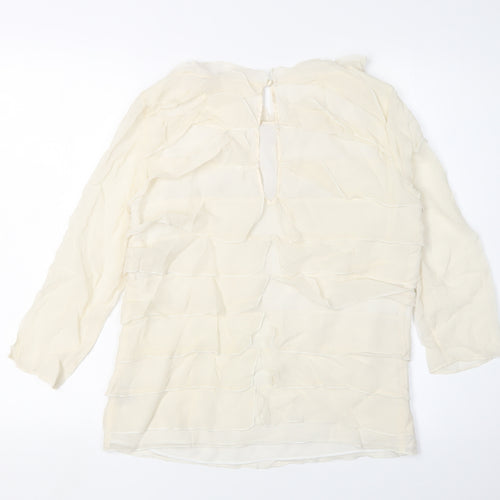 Reiss Ivory Silk Blouse, Women’s Size 10, Tunic Style