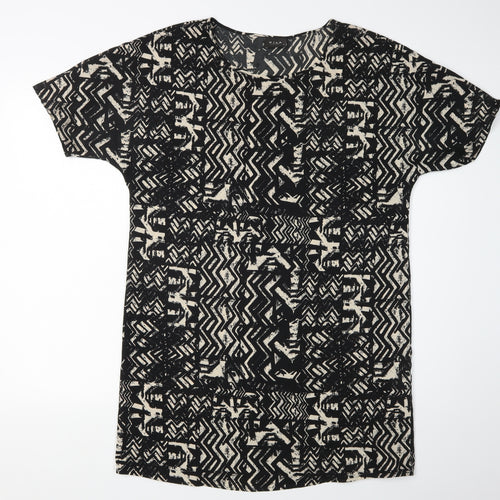 VILA Women's Black Geometric Shift Dress M