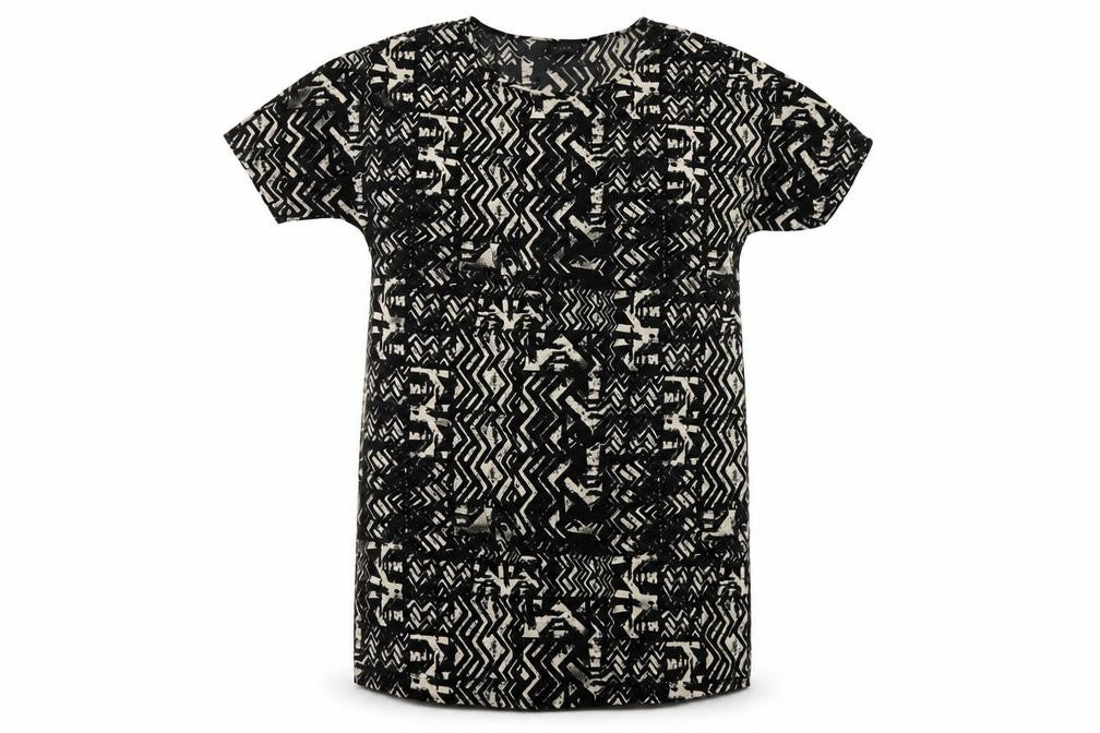 Front view of VILA Women's Black Geometric Shift Dress M