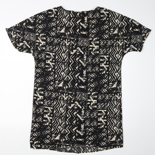 VILA Women's Black Geometric Shift Dress M