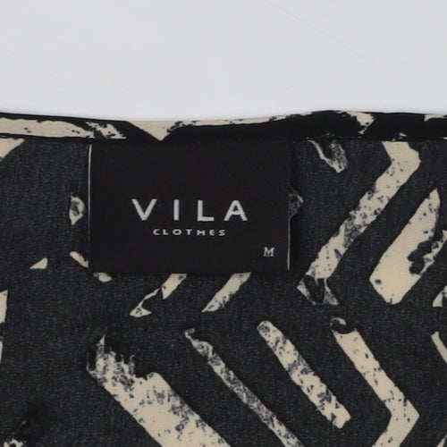 VILA Women's Black Geometric Shift Dress M
