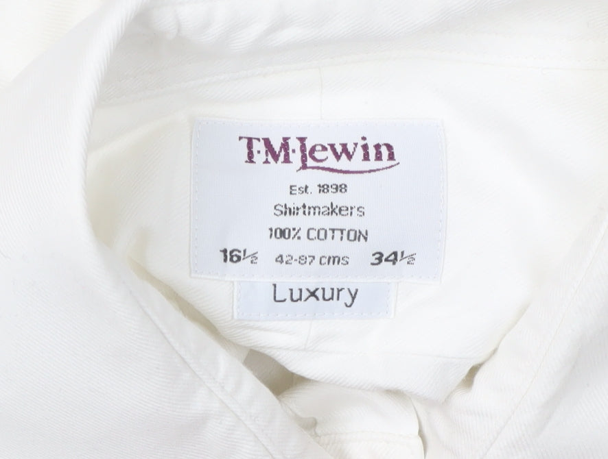 TM Lewin Men's White Long Sleeve Dress Shirt 16.5