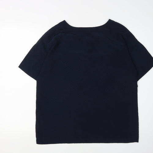 ICHI Women's Blue Blouse, Size 12, Short Sleeve