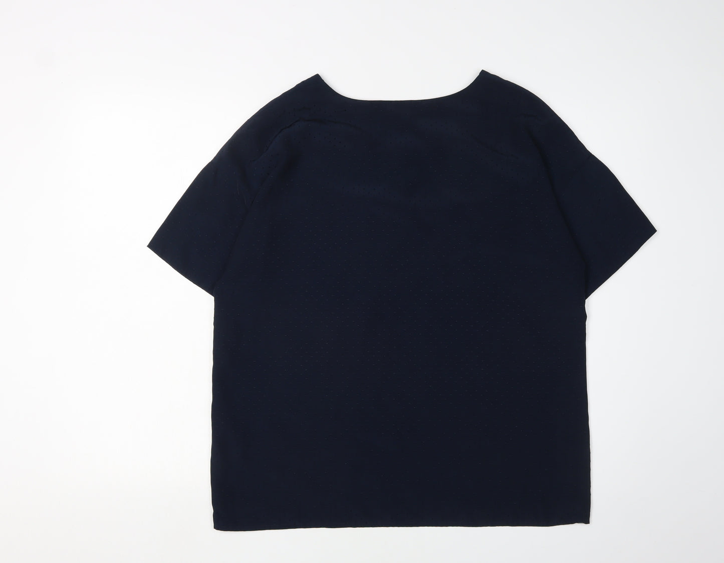 ICHI Women's Blue Blouse, Size 12, Short Sleeve