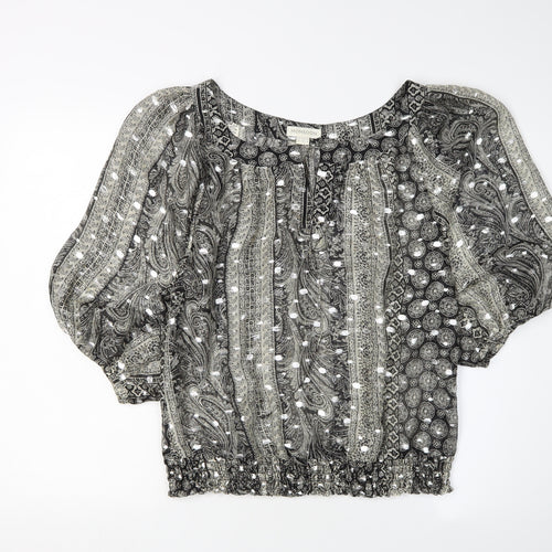 Monsoon Women's Black Silk Tunic Blouse Size 12