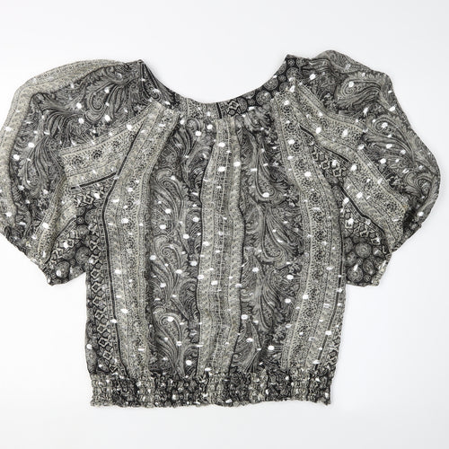Monsoon Women's Black Silk Tunic Blouse Size 12