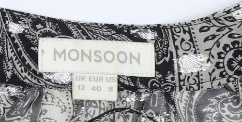 Monsoon Women's Black Silk Tunic Blouse Size 12