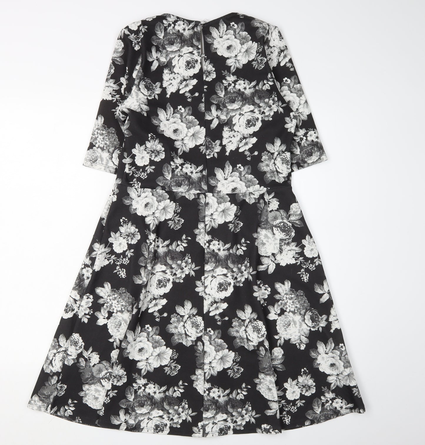 Oasis Women's Black Floral A-Line Dress - M