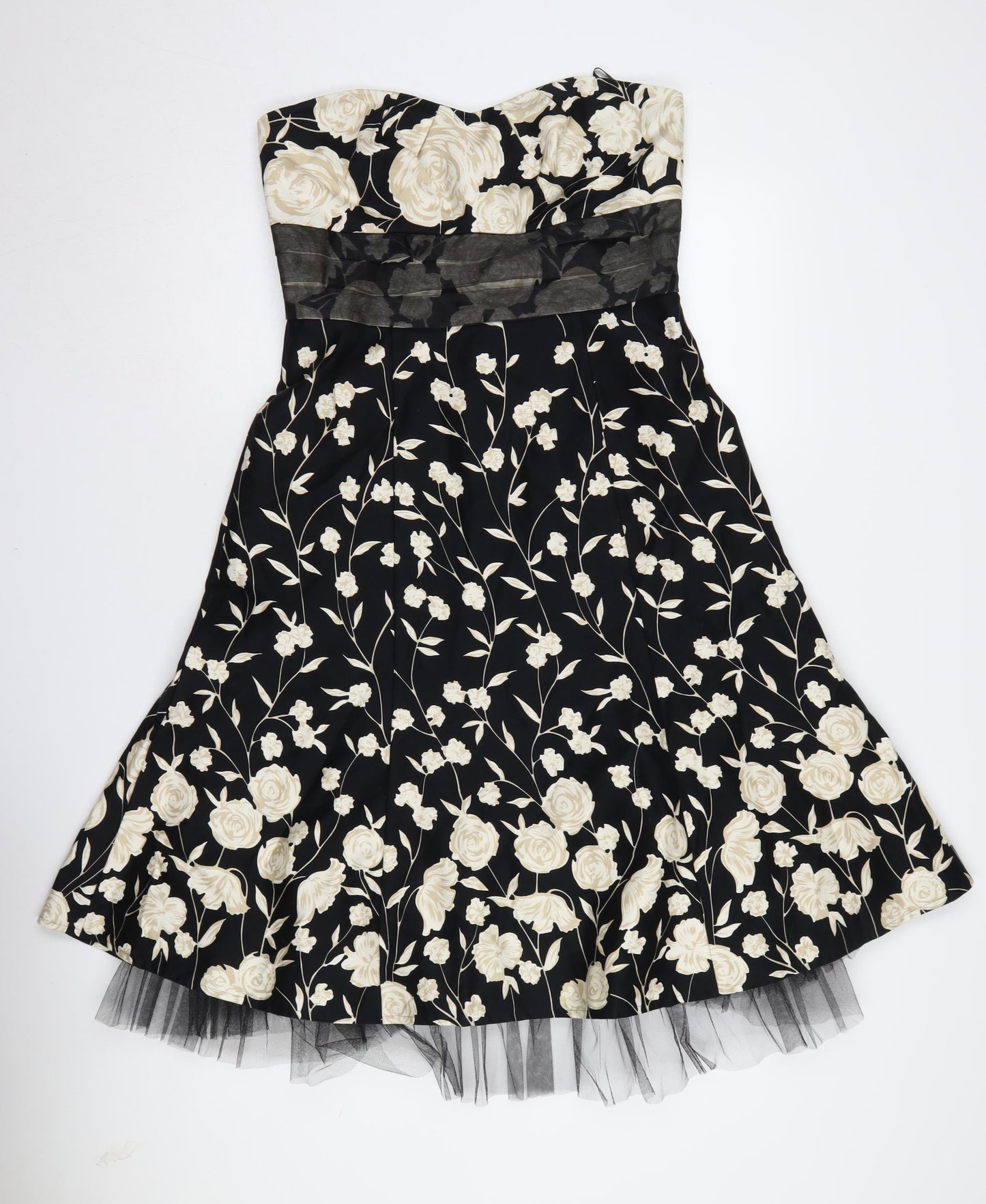 Warehouse Women's Black Floral A-Line Dress Size 12