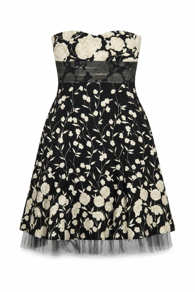 Warehouse Women's Black Floral A-Line Dress Size 12