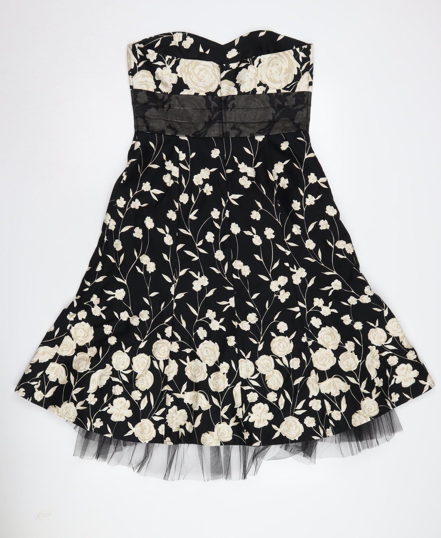 Warehouse Women's Black Floral A-Line Dress Size 12