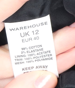 Warehouse Women's Black Floral A-Line Dress Size 12