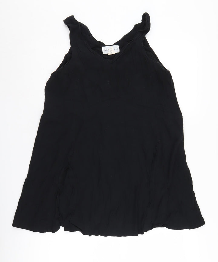 Warehouse Women's Black Tank Top Size 12 Viscose Sleeveless
