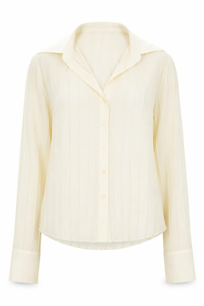 Front view of Marks & Spencer Women's Ivory Button-Up Shirt, size 12