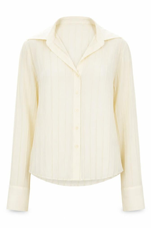 Front view of Marks & Spencer Women's Ivory Button-Up Shirt, size 12