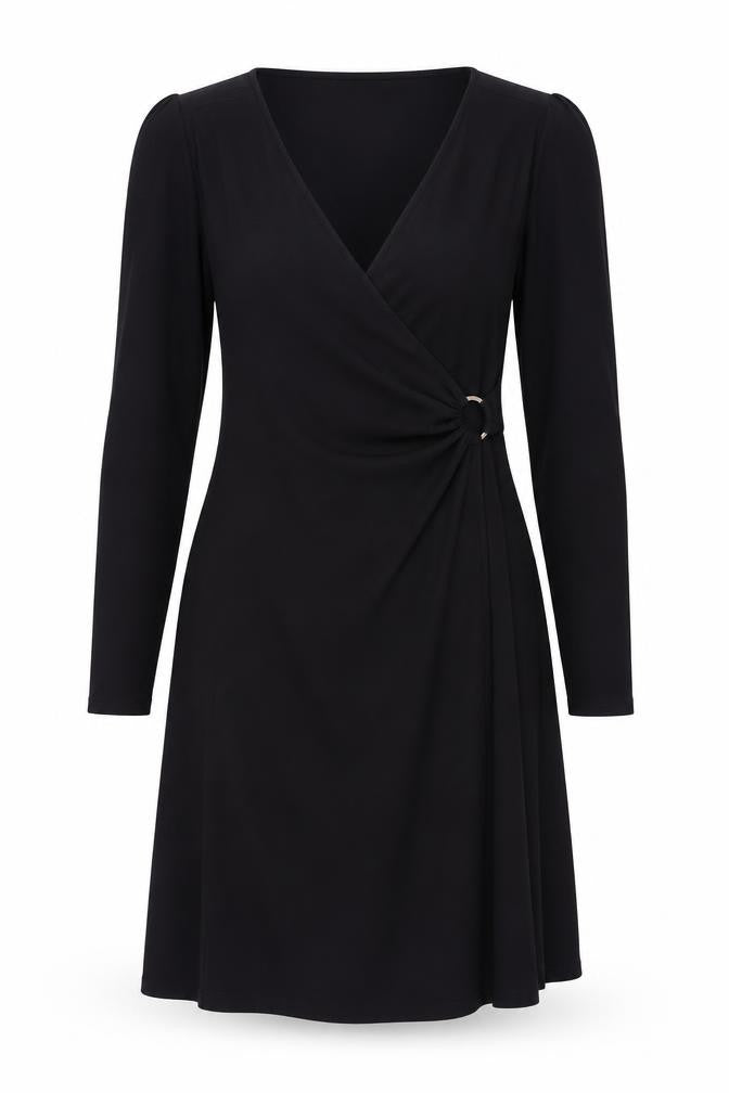 Front view of Pennyblack Women's Black Wrap Dress, size 8