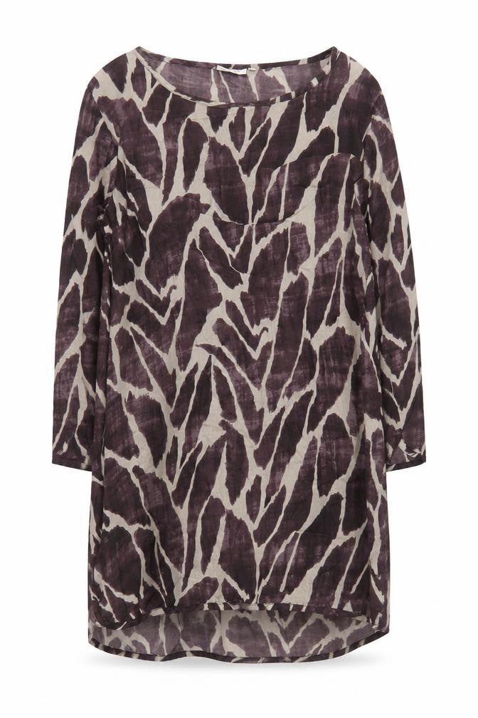 Front view of Masai Women's Brown Animal Print Shift Dress S