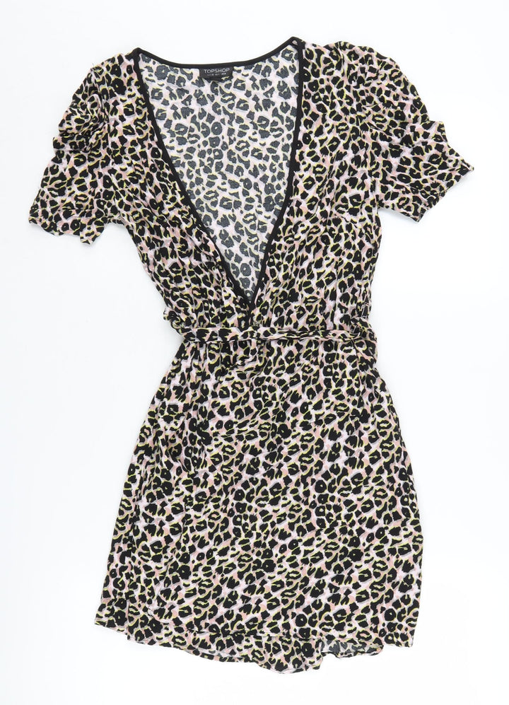 Topshop Women Multicoloured Wrap Dress Size 8