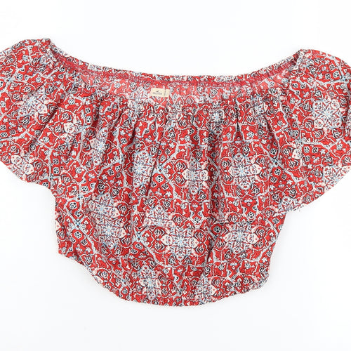 Hollister Women’s Red Geometric Off Shoulder Blouse M