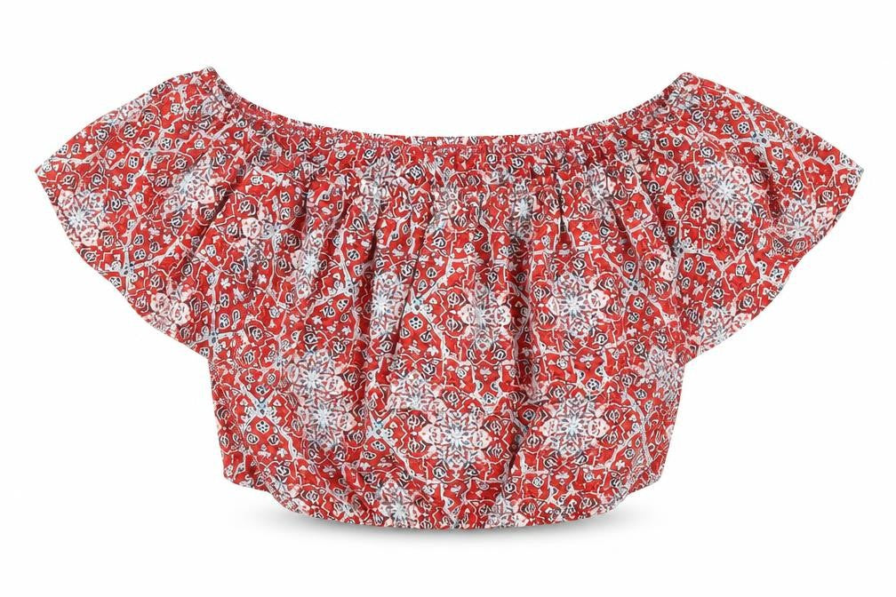 Hollister Women’s Red Geometric Off Shoulder Blouse M
