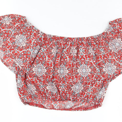 Hollister Women’s Red Geometric Off Shoulder Blouse M