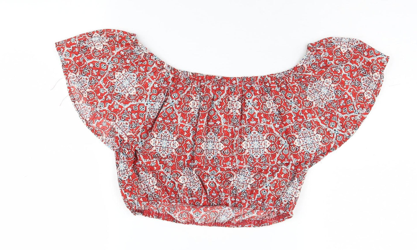 Hollister Women’s Red Geometric Off Shoulder Blouse M