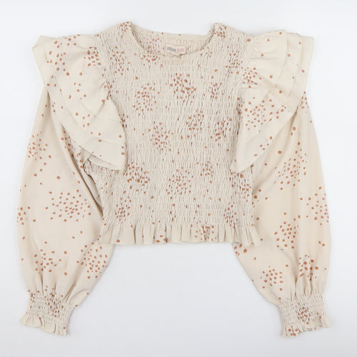 Urban Bliss Women's Beige Polka Dot Cropped Blouse Size 18