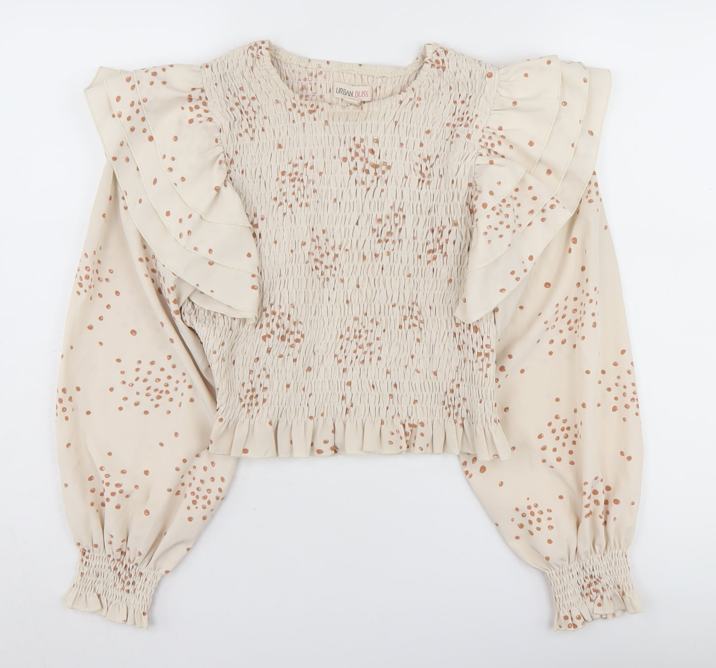 Urban Bliss Women's Beige Polka Dot Cropped Blouse Size 18