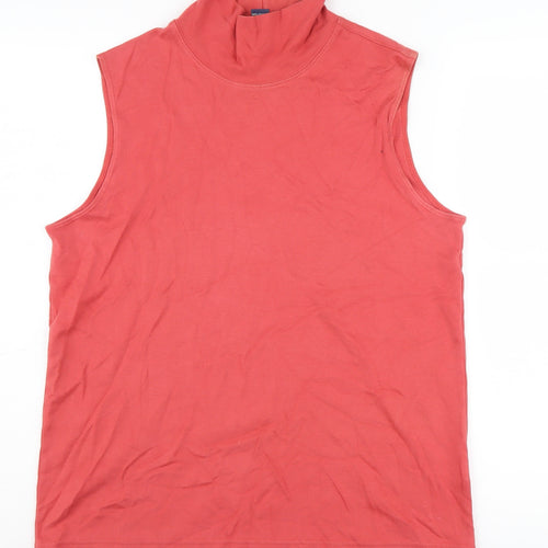 Lands' End Women's Red Cotton High Neck Tank Top