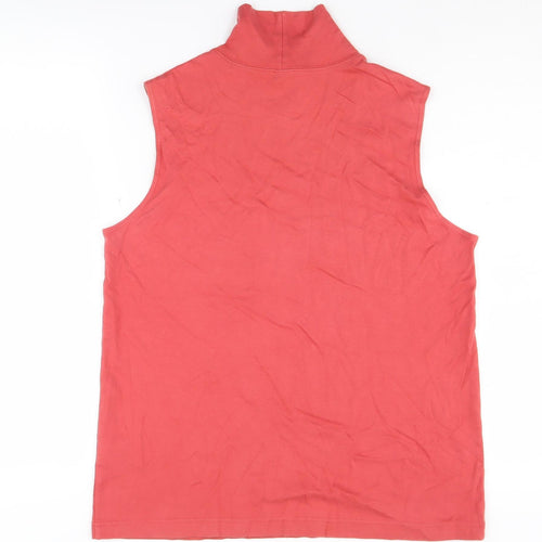 Lands' End Women's Red Cotton High Neck Tank Top