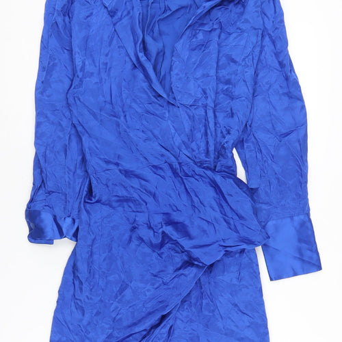 Zara Women's Blue XS Wrap Dress Viscose