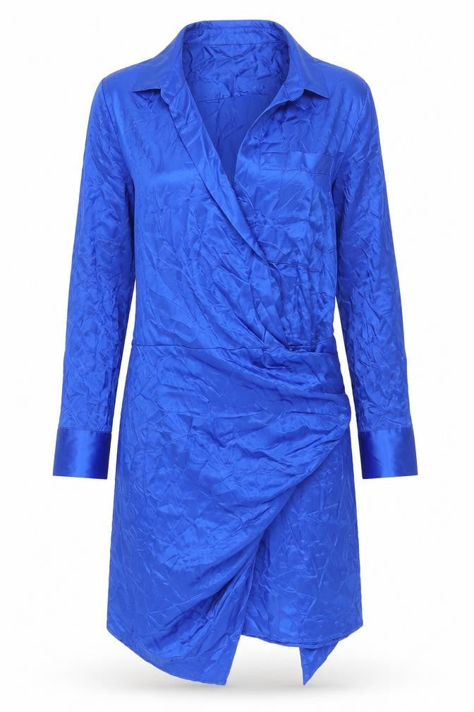 Front view of Zara Women's Blue XS Wrap Dress Viscose
