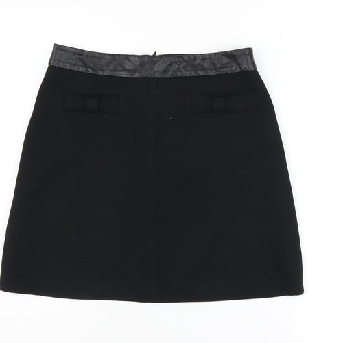 Oasis Women's Black Pencil Skirt Size 10 with Bow Accent