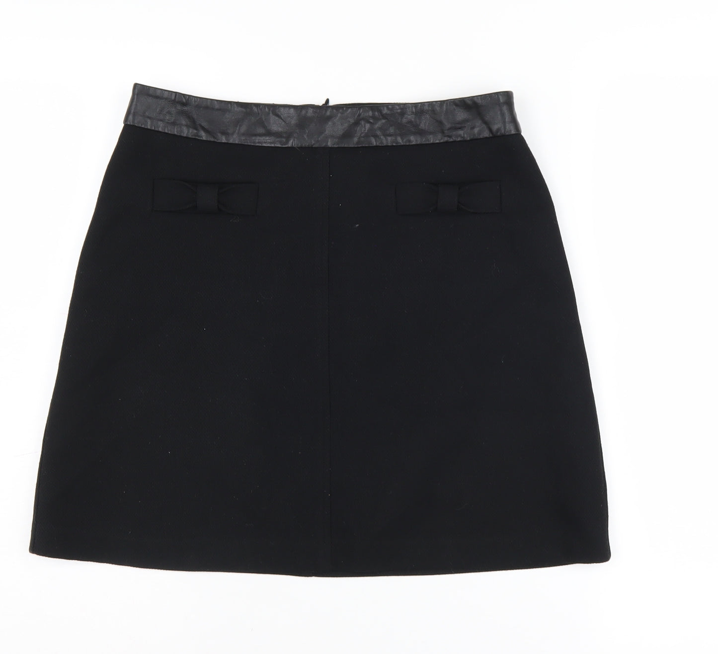 Oasis Women's Black Pencil Skirt Size 10 with Bow Accent