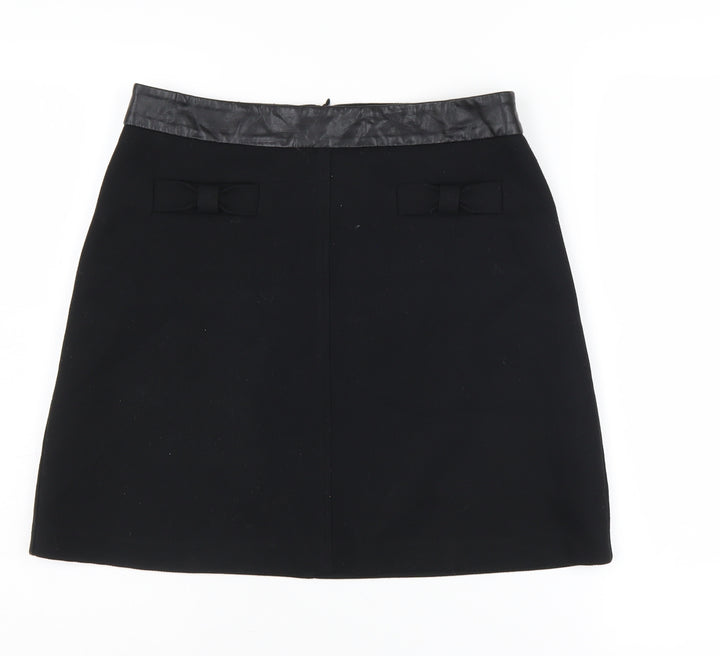 Oasis Women's Black Pencil Skirt Size 10 with Bow Accent