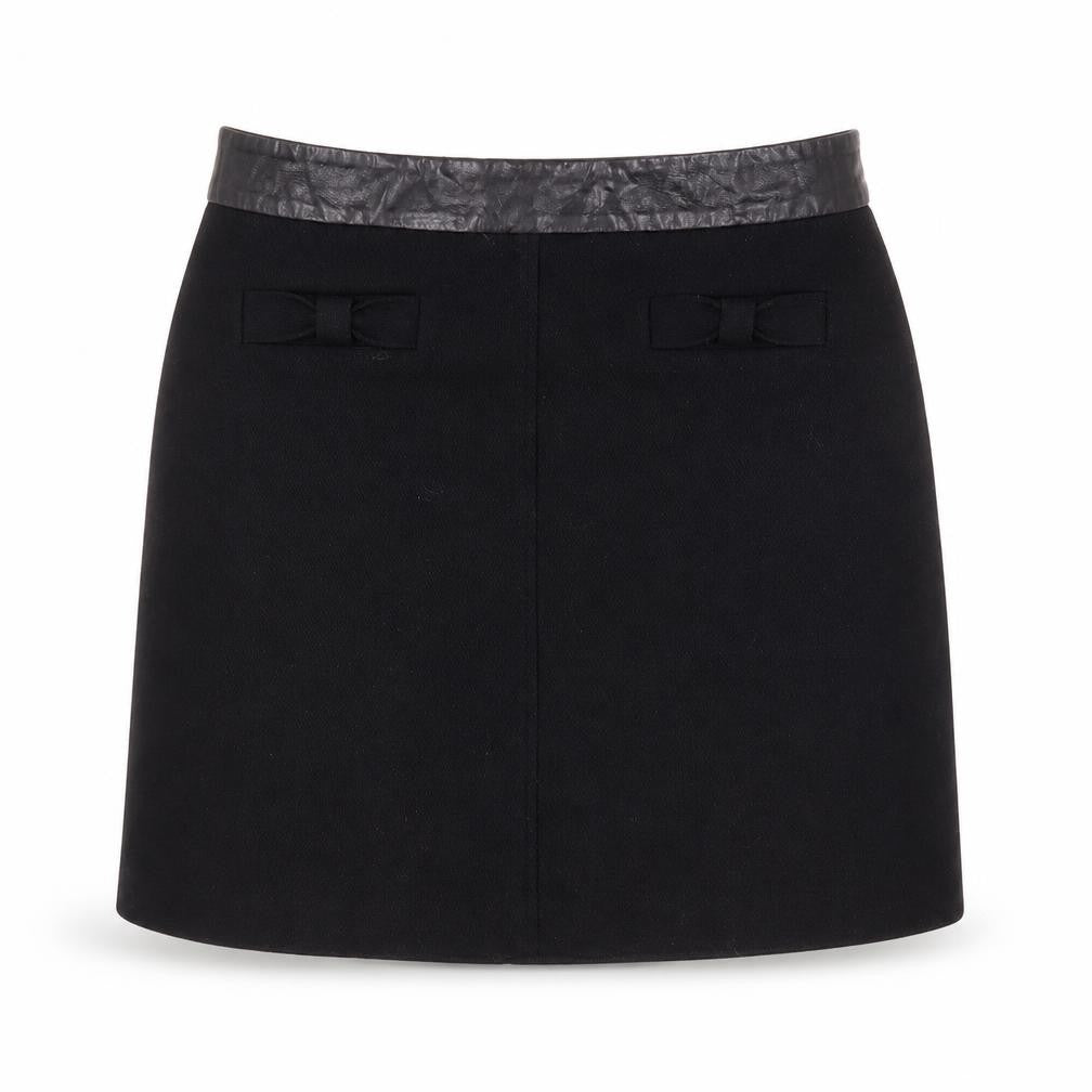 Front view of Oasis Women's Black Pencil Skirt, size 10, with Bow Accent