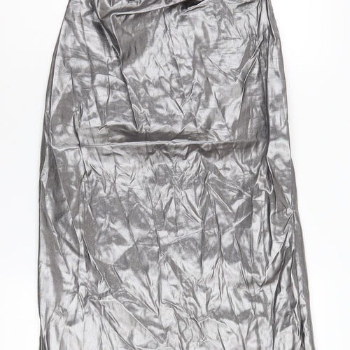 Zara Women's Silver Strapless Midi Party Dress M