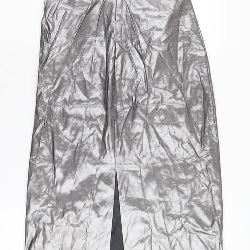 Zara Women's Silver Strapless Midi Party Dress M