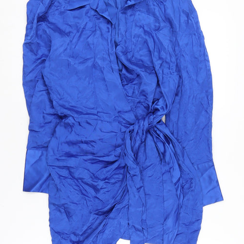 ZARA Women's Blue Wrap Dress M - Elegant Casual Style