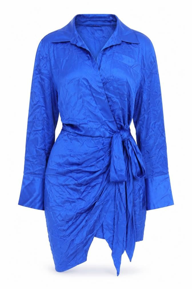 ZARA Women's Blue Wrap Dress M - Elegant Casual Style