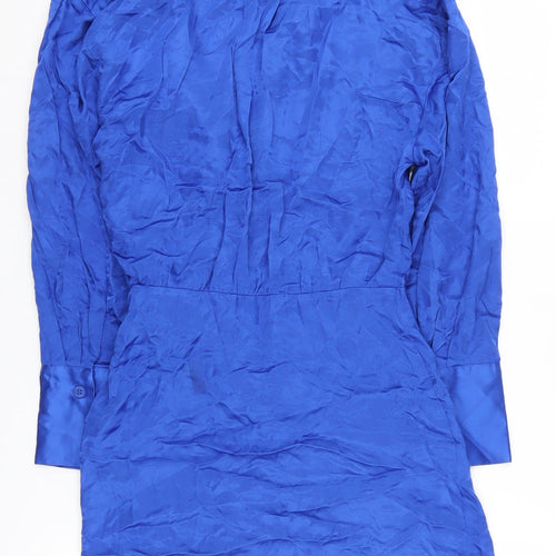 ZARA Women's Blue Wrap Dress M - Elegant Casual Style