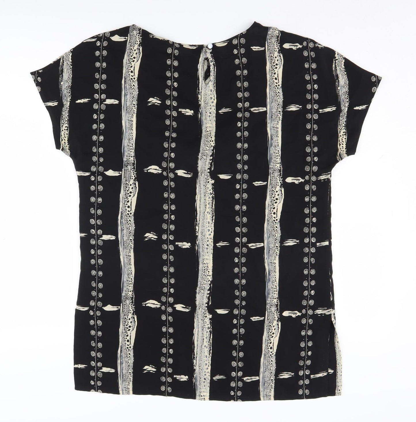 Jaeger Women's Black Silk Animal Print Blouse, Size 4, Short Sleeve