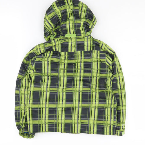 Regatta Boys Green Plaid Rain Coat 3 Years Hooded Lightweight